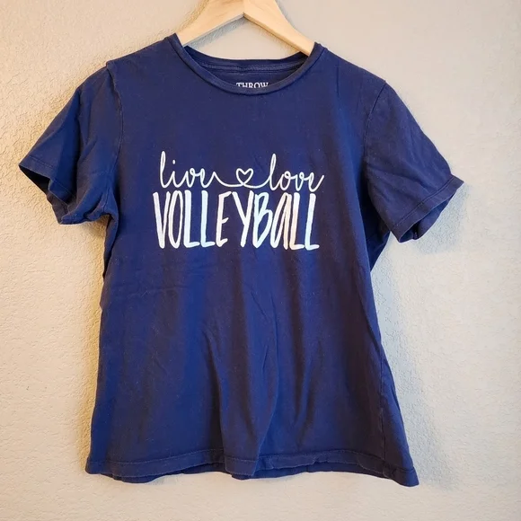 Live love volleyball navy blue short sleeve shirt Size M - Picture 1 of 6